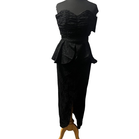 VTG ROBERTA CALIFORNIA BLACK Floral LACE Gothic ROMANTIC Evening DRESS Women’s - Picture 1 of 15